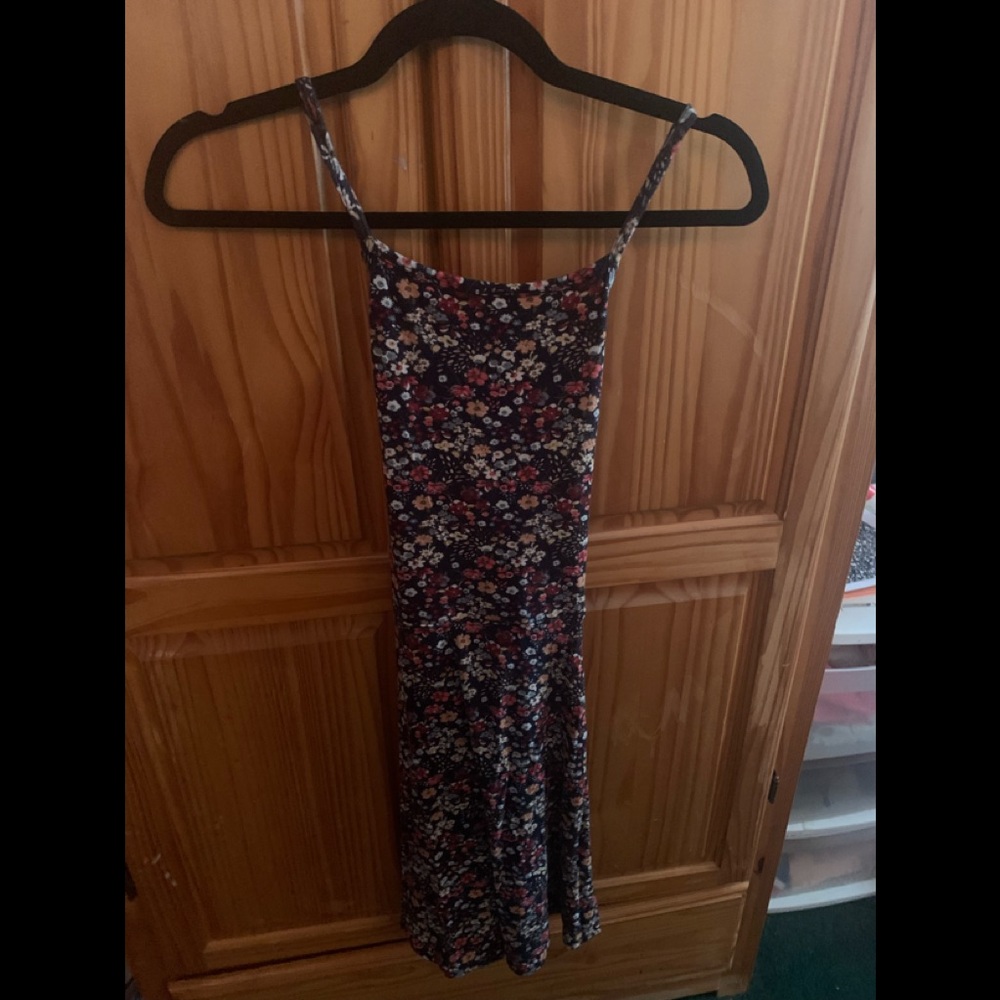 Navy Blue Hollister Dress with multicolor flowers